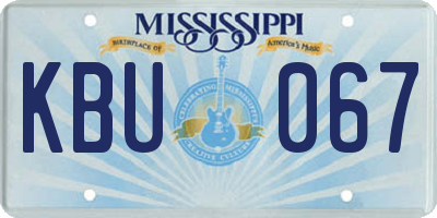 MS license plate KBU067
