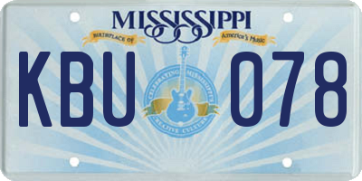 MS license plate KBU078