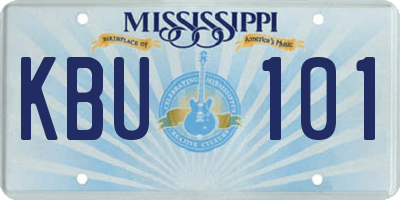 MS license plate KBU101