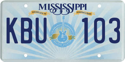 MS license plate KBU103