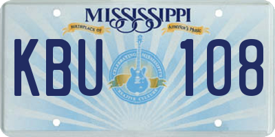 MS license plate KBU108