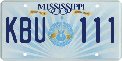 MS license plate KBU111