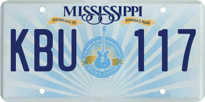 MS license plate KBU117