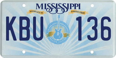 MS license plate KBU136