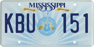 MS license plate KBU151