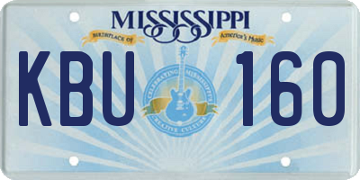 MS license plate KBU160