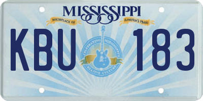MS license plate KBU183