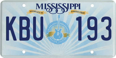 MS license plate KBU193