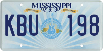 MS license plate KBU198