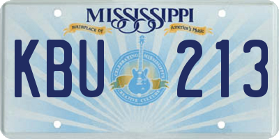 MS license plate KBU213
