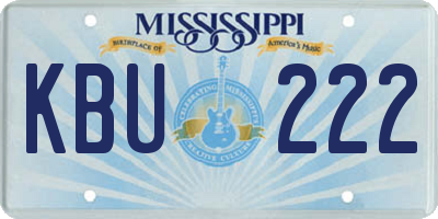 MS license plate KBU222