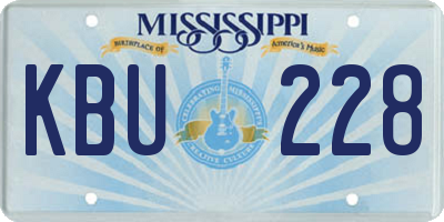 MS license plate KBU228
