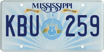 MS license plate KBU259
