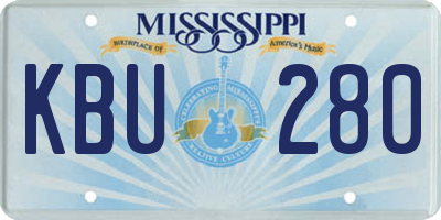 MS license plate KBU280