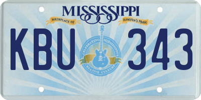 MS license plate KBU343