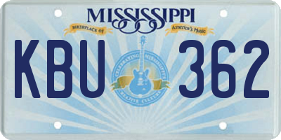 MS license plate KBU362