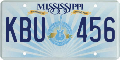 MS license plate KBU456
