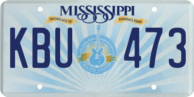 MS license plate KBU473