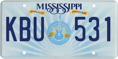 MS license plate KBU531