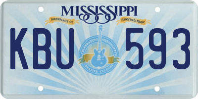 MS license plate KBU593