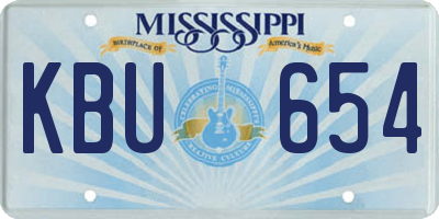 MS license plate KBU654
