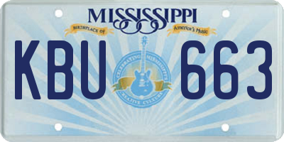 MS license plate KBU663