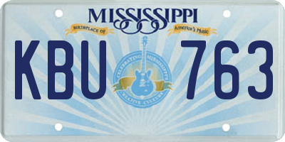 MS license plate KBU763