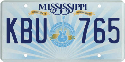 MS license plate KBU765