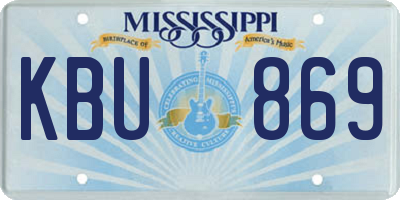 MS license plate KBU869