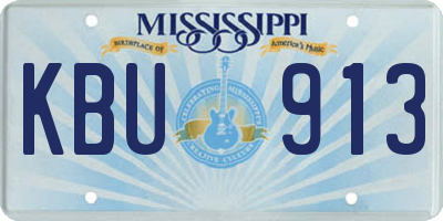 MS license plate KBU913
