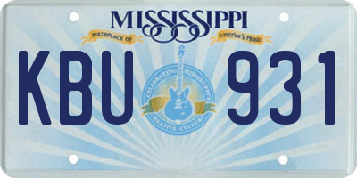 MS license plate KBU931