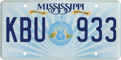 MS license plate KBU933