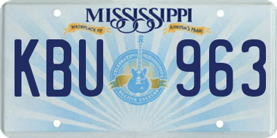 MS license plate KBU963