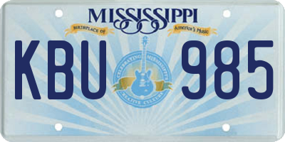 MS license plate KBU985