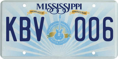MS license plate KBV006