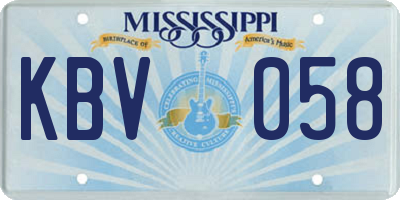 MS license plate KBV058