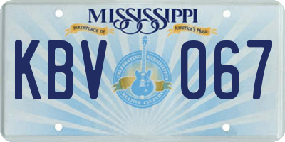 MS license plate KBV067