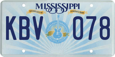 MS license plate KBV078