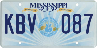 MS license plate KBV087