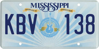 MS license plate KBV138