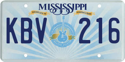 MS license plate KBV216