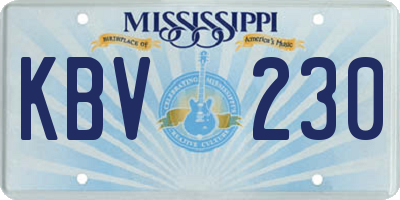 MS license plate KBV230