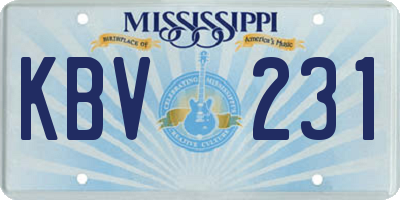 MS license plate KBV231