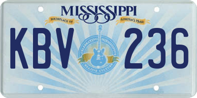 MS license plate KBV236
