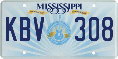 MS license plate KBV308