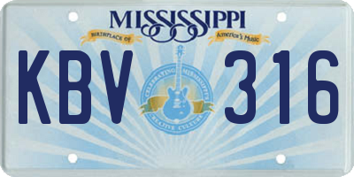 MS license plate KBV316