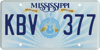 MS license plate KBV377