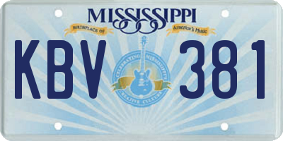 MS license plate KBV381