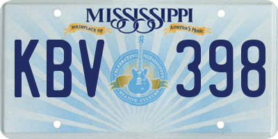 MS license plate KBV398