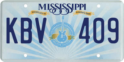 MS license plate KBV409